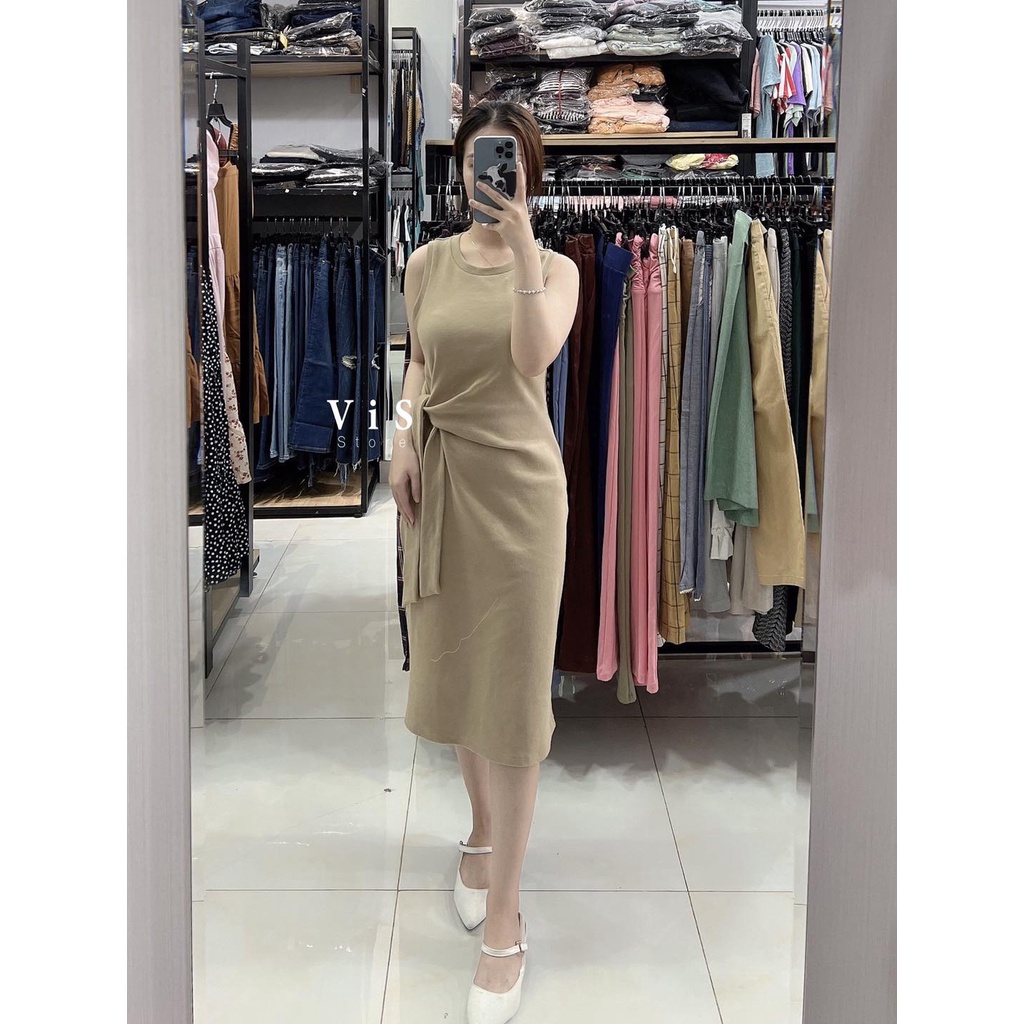 Đầm midi thun nữ sát nách