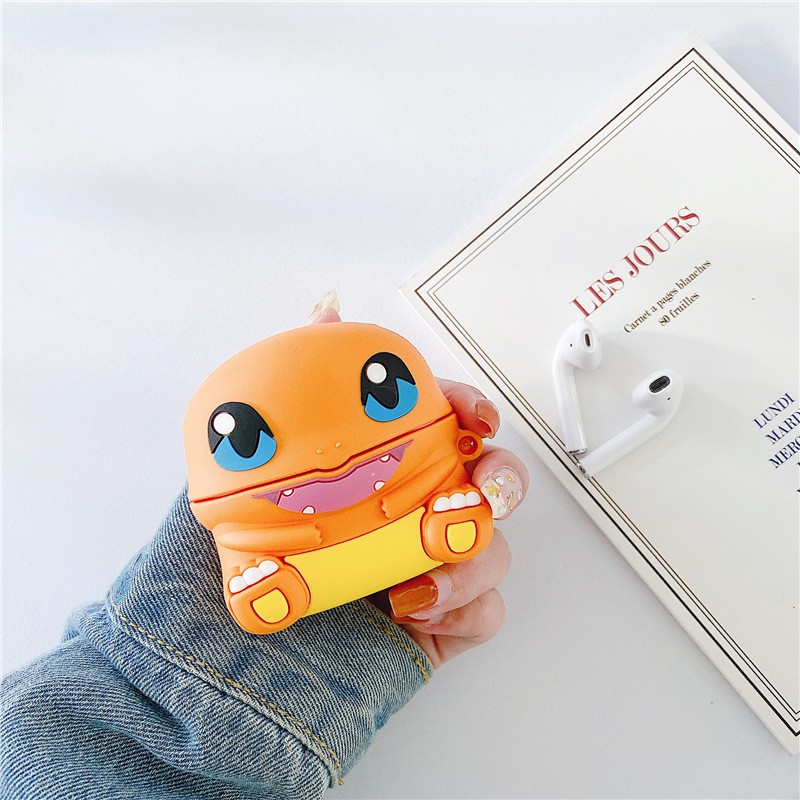 Vỏ Ốp Case Bảo Vệ Bao Đựng Tai Nghe Không Dây Bluetooth 1/2/Pro/i12/i9/i7/tws chống va đập Pokemon lửa - MonCase