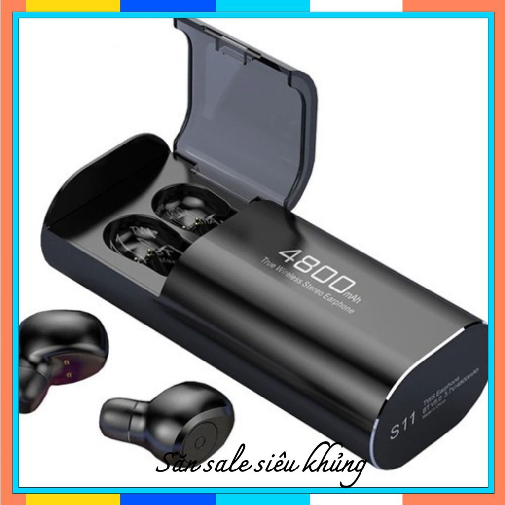 Tai nghe Bluetooth Không Dây Nhét Tai Kiêm Sạc Dự Phòng Amoi S11 TWS Nâng Cấp Hơn i7, i9, i12, F9, F9 Pro aresshop08