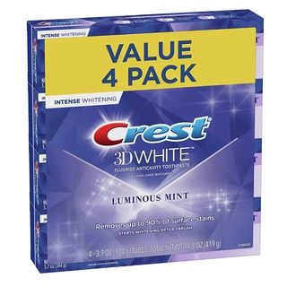 KEM ĐÁNH RĂNG CREST 3D WHITE, LUMINOUS MINT TOOTHPASTE, 3.7oz, 104g