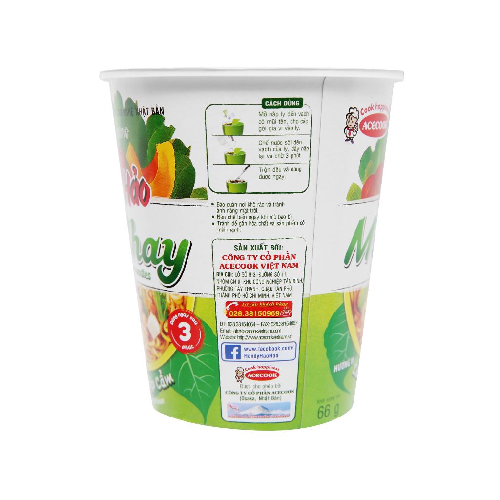 Thùng 24 ly Mì chay Handy Hảo Hảo lẩu nấm thập cẩm ly 66g