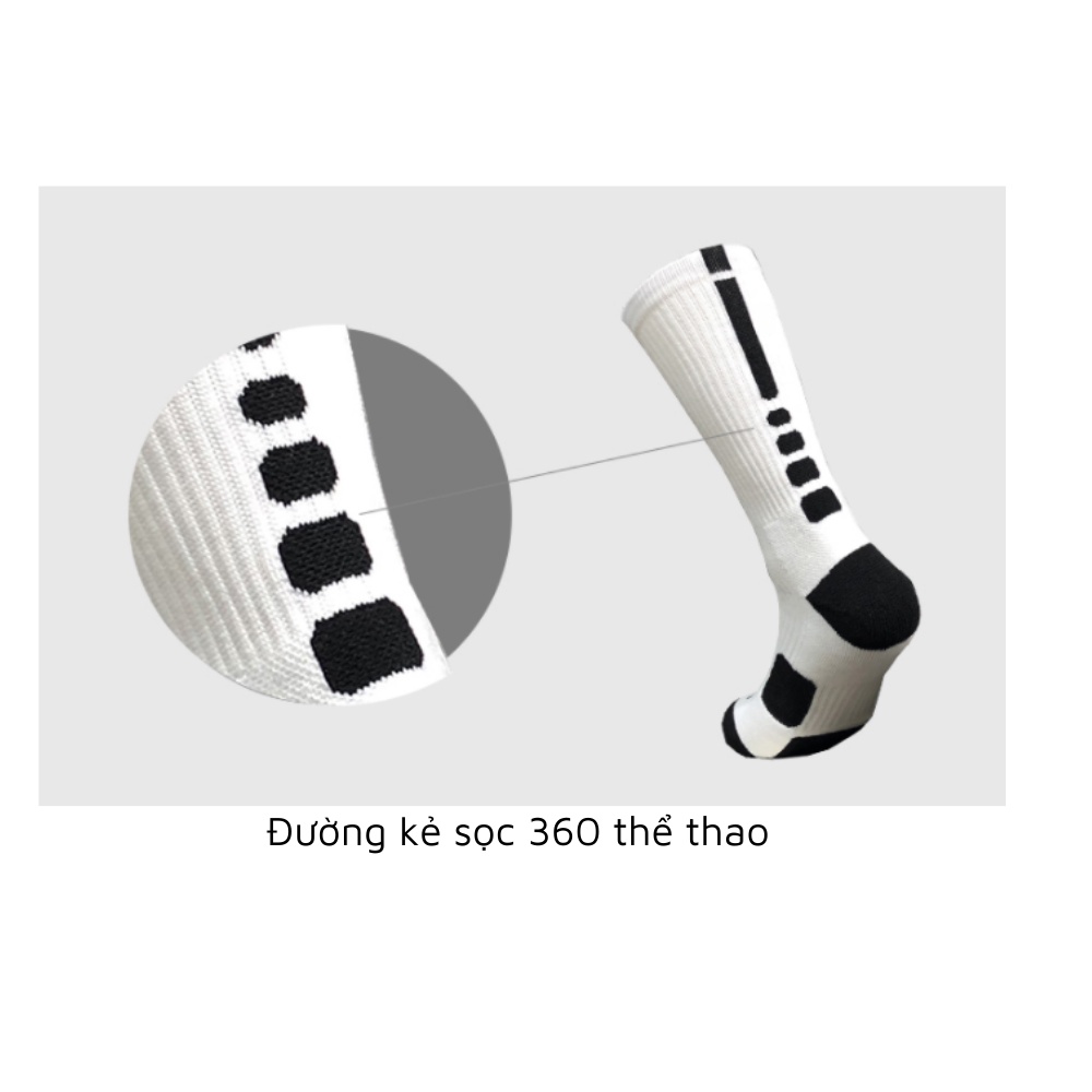 Tất vớ Nike cao cổ Nike Elite Basketball White/Black hàng xuất khẩu