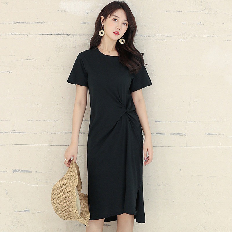 Đầm thun thiết kế xoắn eo xinh xắn cho nữ | BigBuy360 - bigbuy360.vn
