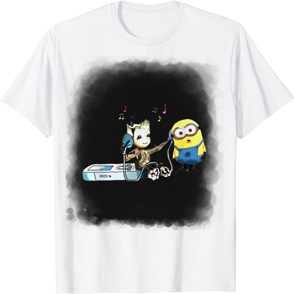 Áo Thun In Hình - Groot và Minion Nghe nhạc Groot và Minion Nghe nhạc - TH3710