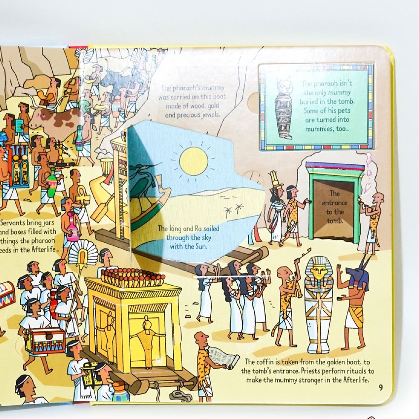 Sách Usborne - Look Inside Mummies And Pyramids - lật mở tìm hiểu kim tự tháp tiếng anh cho bé