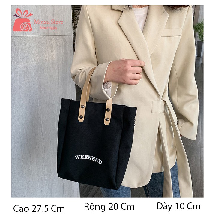 SET 2 Túi vải canvas, túi đeo chéo 2 TRONG 1 đi học, đi chơi trẻ trung WEEKEND TV45