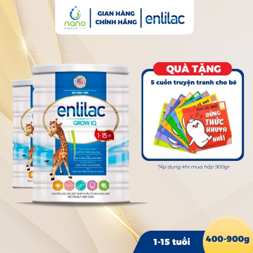 Sữa Bột Cho Bé Giúp Tăng Chiều Cao, Phát Triển Trí Thông Minh ENLILAC Grow IQ 400-900g/Hộp