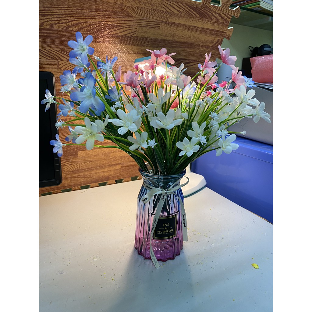 Hoa giả bằng lụa-Chùm hoa thủy tiên 40cm dễ thương trang trí nhà cửa, nhà hàng, quán café, decor