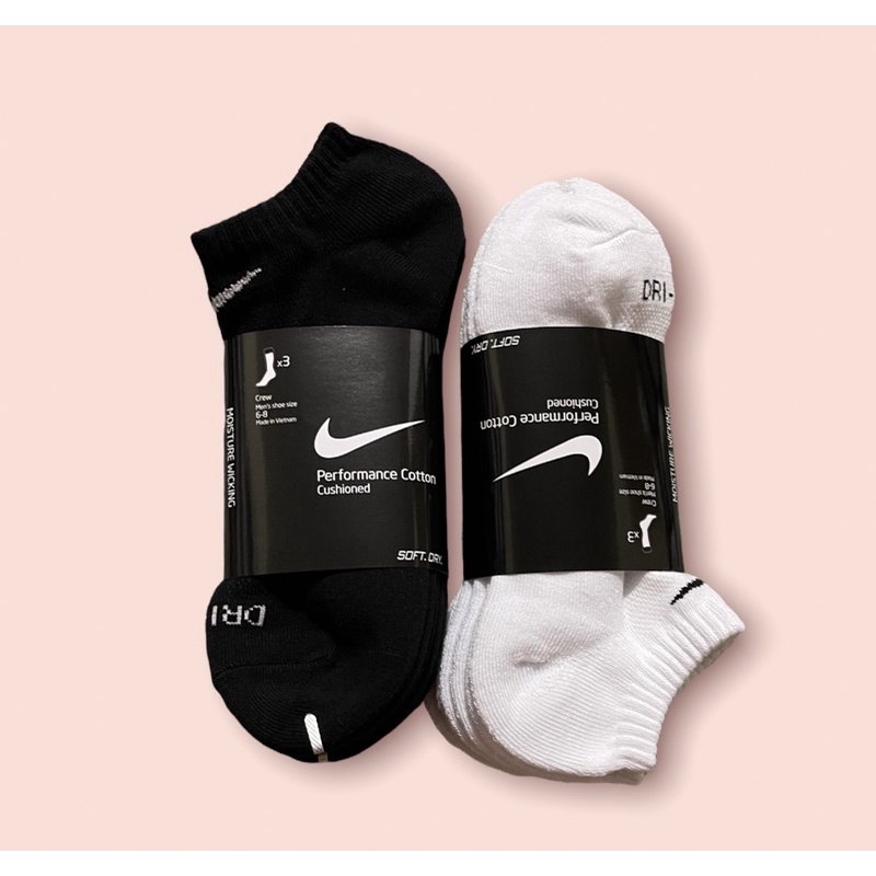 Pack 3 đôi tất thể thao nik.e cổ ngắn drifit trắng , đen dày dặn, thấm hút, dễ sử dụng