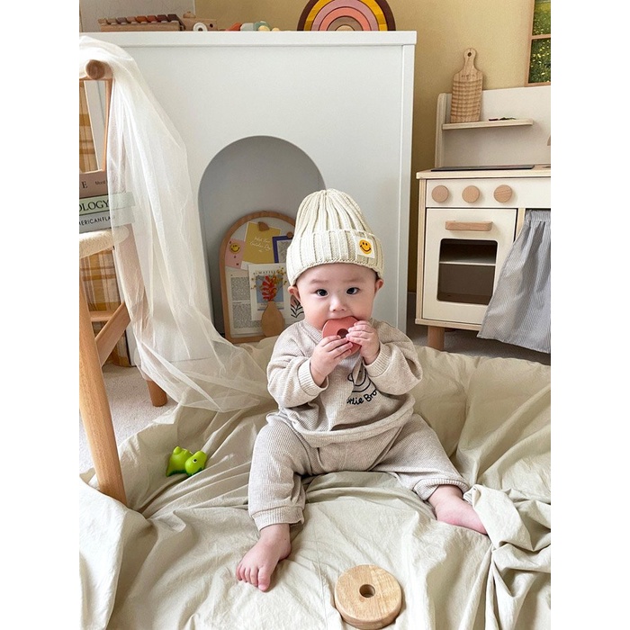 Bộ quần áo nỉ len tăm cực đáng yêu thu đông cho bé trai gái 10-25kg