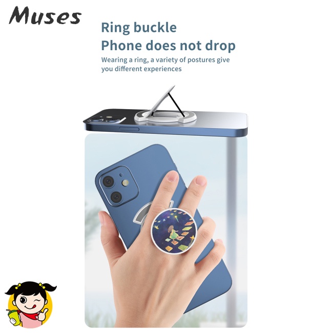 Giá Đỡ Điện Thoại Kiêm Sạc Không Dây Từ Tính Đa Năng Màu Trơn Hình Tròn (Họa Tiết Ngẫu Nhiên)