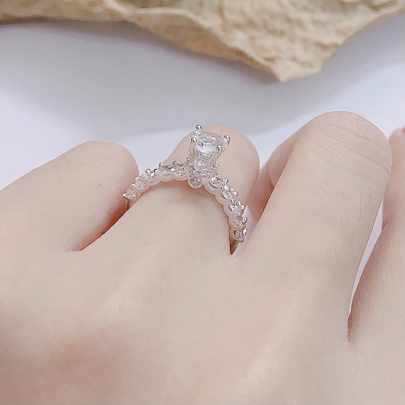 Nhẫn nữ Bạc ta đá cao sắc nét , dày dặn , sáng bóng - Vàng bạc Khải Khải