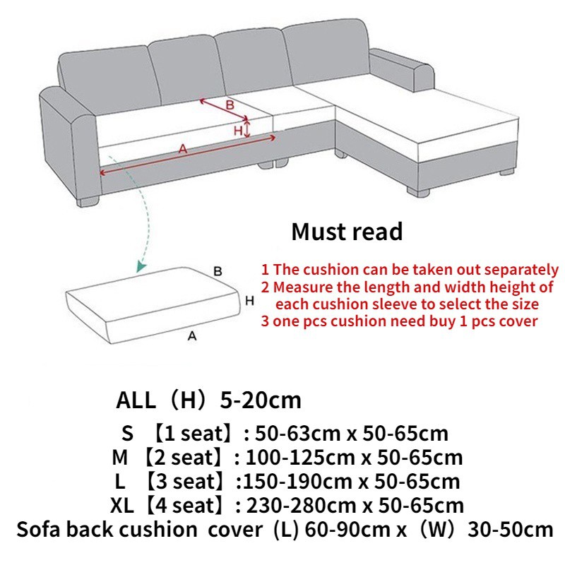 Vỏ Bọc Đệm Ghế Sofa Co Giãn 10 Màu Tùy Chọn 1 / 2 / 3 / 4 Chỗ Ngồi Trang Trí Phòng Khách