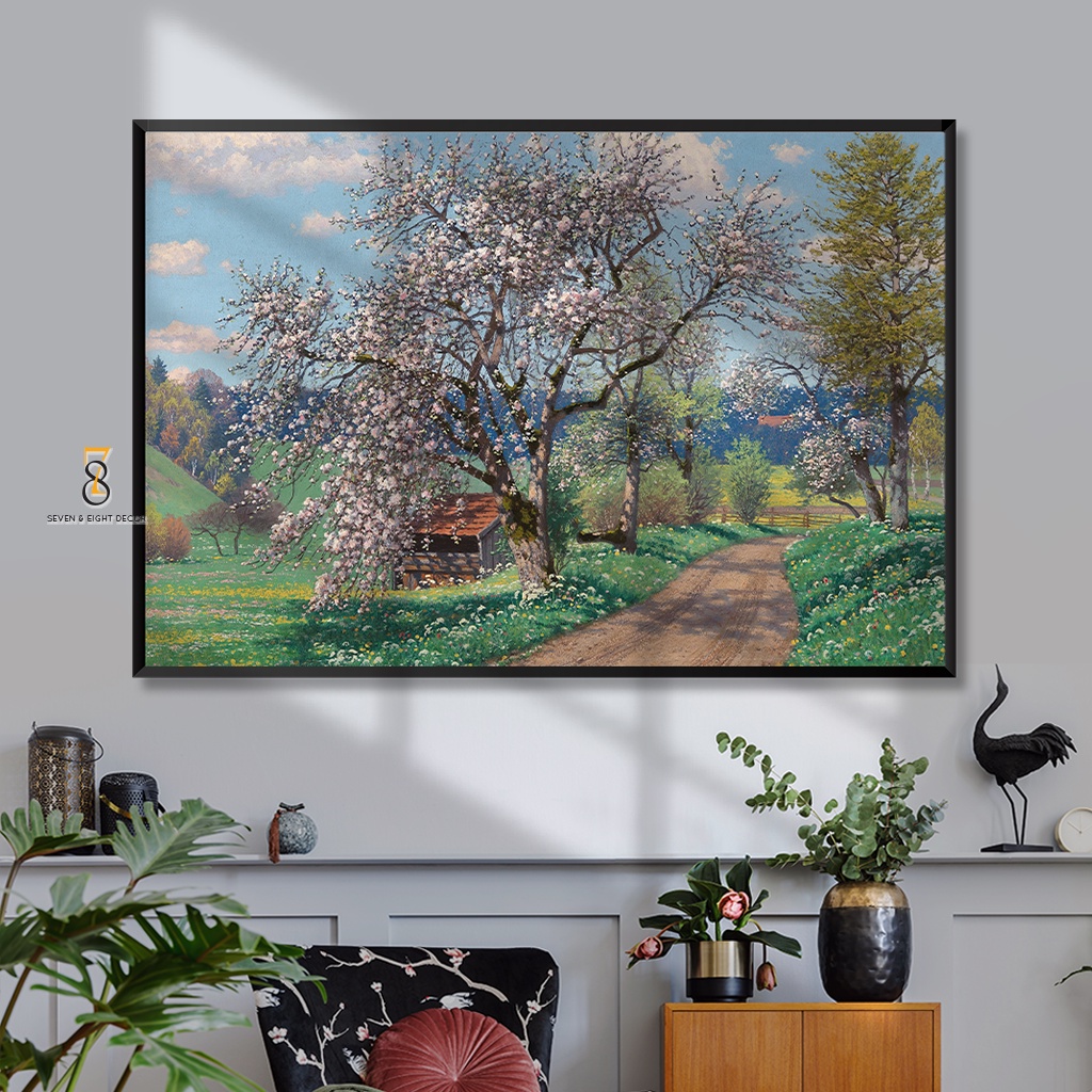 Tranh Canvas | Ngày Mùa Xuân | Tranh Phong Cảnh Cổ Điển 1FHARTI002 | Khung Cao Cấp | Tặng Kèm Đa Năng