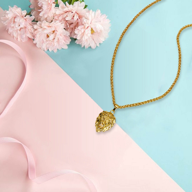 Dây chuyền thép không gỉ mặt đầu sư tử cá tính độc đáo cho nam