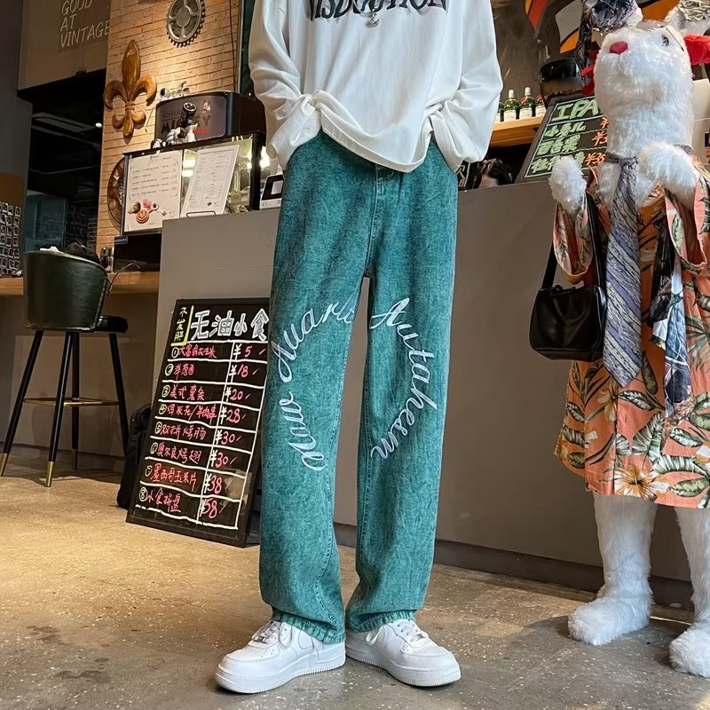 Quần jeans Dài In Chữ Phong Cách Thời Trang Hàn Quốc Cho Nam Giới size S-3XL