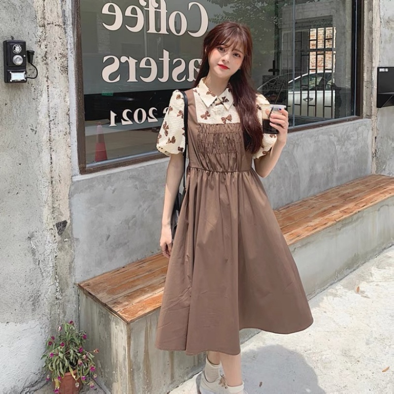 Đầm PERTY tay ngắn phồng phong cách Hàn Quốc thời trang mùa hè xinh xắn dành cho nữ