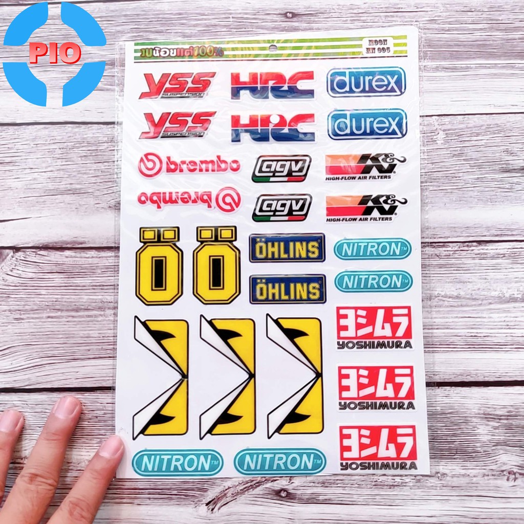 Bộ Tem YSS HRC Dập Nổi Cao Cấp Dán Xe Máy, Ô Tô, Mũ Bảo Hiểm, Chống Thấm Nước, Chống Bay Màu