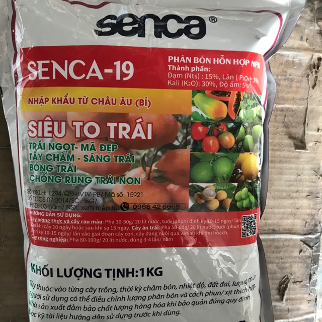 Phân bón siêu to trái SENCA19 (nhập khẩu trực tiếp từ châu âu (bỉ)