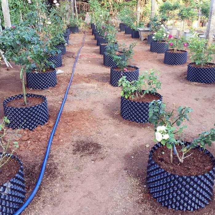 Bầu ươm cây V6 cao 20cm loại dày , nhựa bầu cây - kèm bộ vít bắt