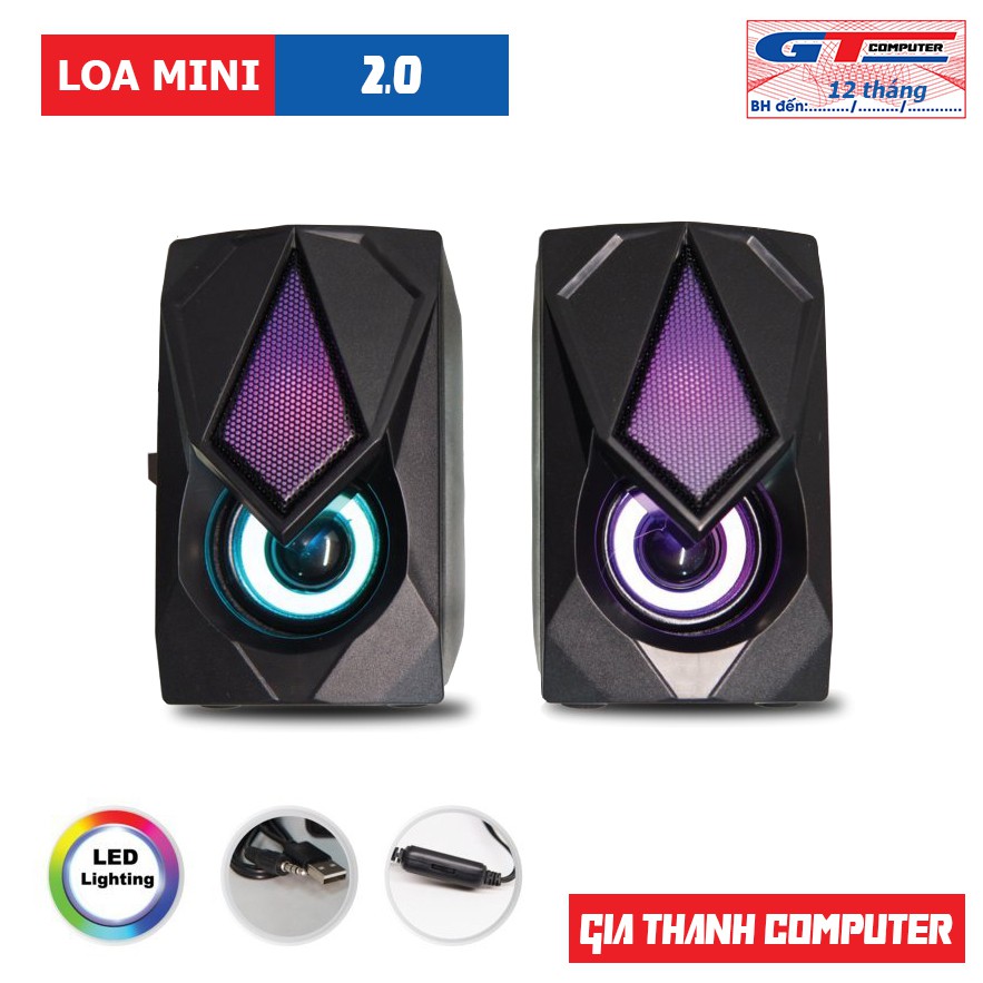 Loa Máy Tính Mini Để Bàn, Âm Trầm Bass Stereo, Đèn LED Đẹp Mắt - Bảo Hành 1 Năm