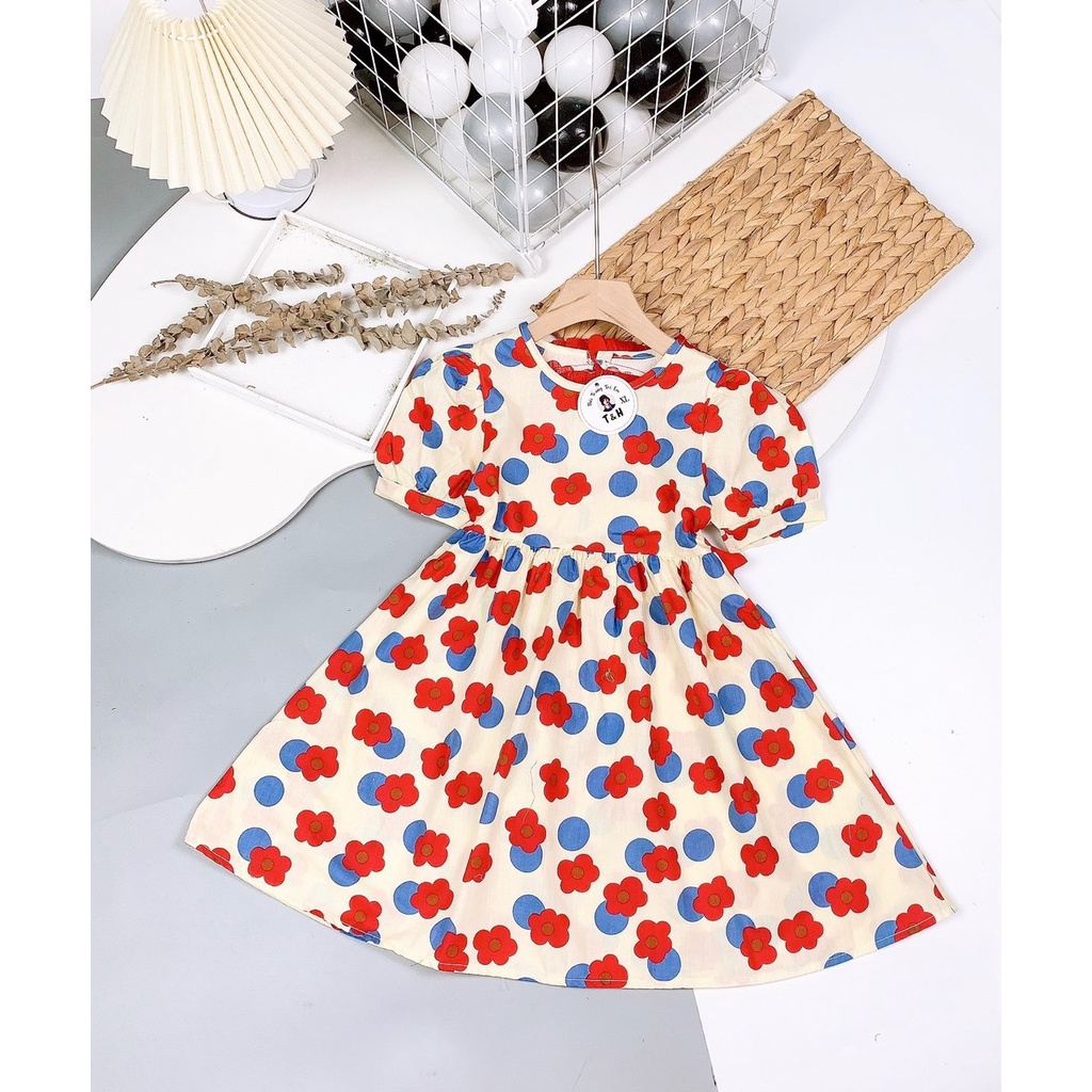 Váy cho bé gái chất thô hàn mềm mát, Đầm bé gái size 1-6 tuổi