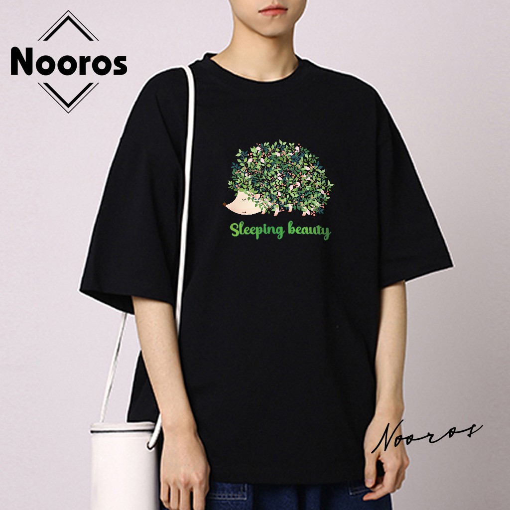 Áo thun tay lỡ nam form rộng Nooros vải phông trơn cotton unisex thoáng mát style dạo phố hình in TAY LỠ NHÍM HOA - T08