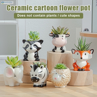 Chậu hoa bằng gốm sứ họa tiết thú dễ thương trang trí trong vườn cây tiện dụng