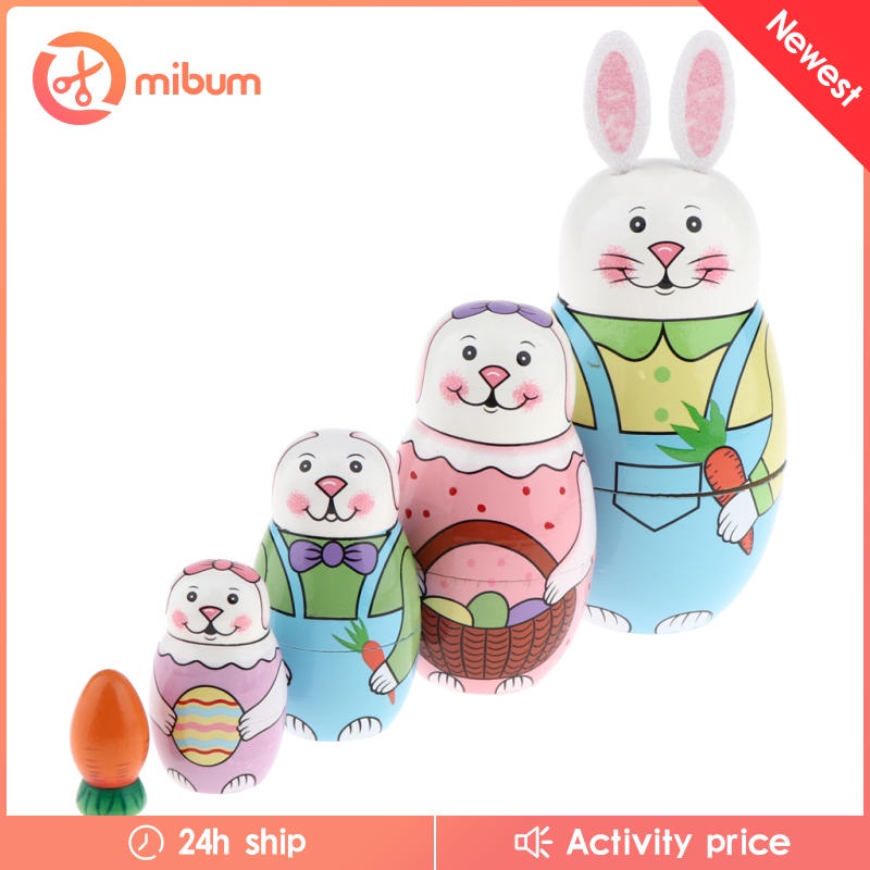 Bộ 5 Búp Bê Nga Matryoshka Hình Thỏ Đáng Yêu