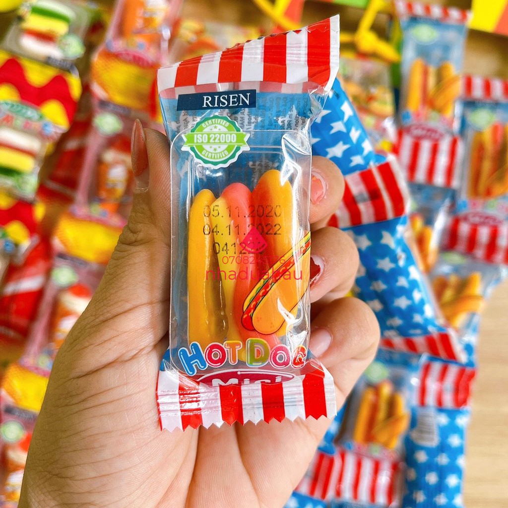 Lẻ một viên kẹo dẻo Risen hình burger/ hotdog/ que kem/ sanwich viên 10g
