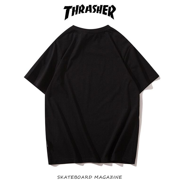 Áo Thun Cotton Ngắn Tay In Chữ Thrasher Thời Trang Cho Nam Nữ