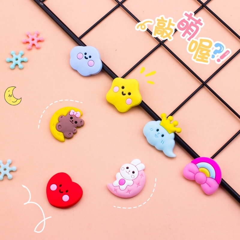 Charm pvc ếch-thỏ-trải tim-ngôi sao-đám mây làm phụ kiện tóc, decor