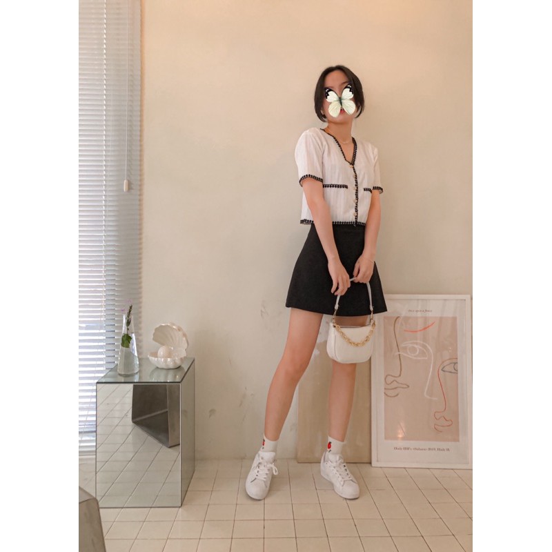 [Mã 151FASHIONSALE1 giảm 10K đơn 50K] Áo croptop kiểu form suông chanh sảẢnh thật 100%