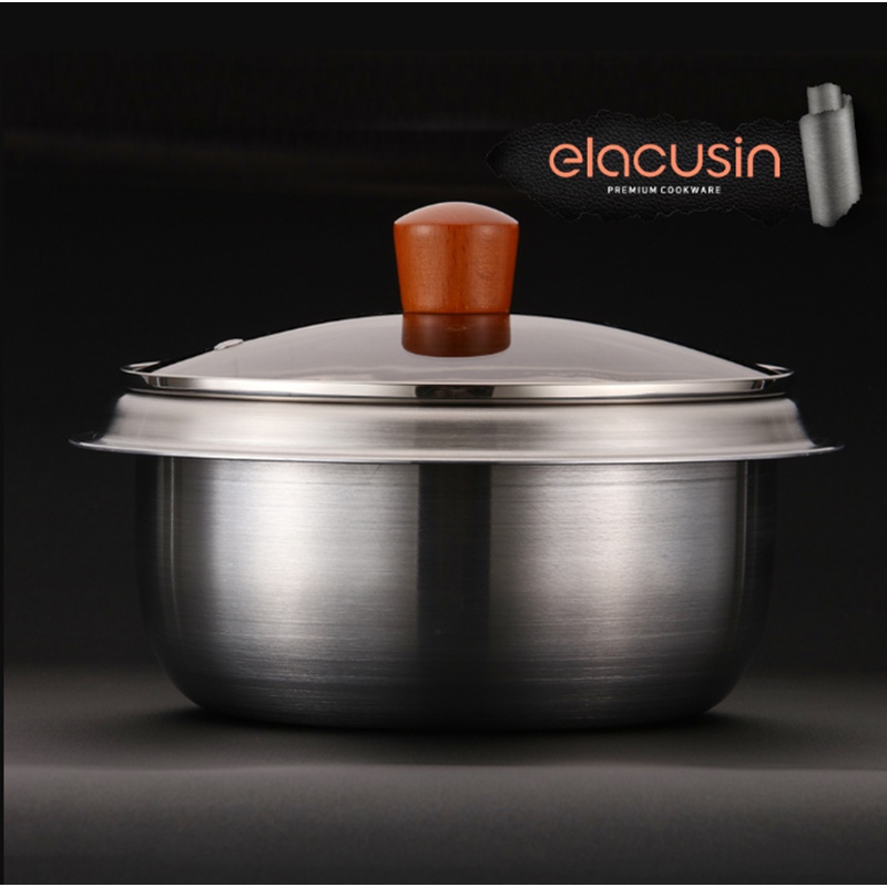 Nồi lẩu bằng thép không gỉ Elacuisin Tất cả Gamasot 18cm / 20cm / 22cm Nồi cơm điện truyền thống Hàn Quốc IH Indcution Korea Premium Cookware