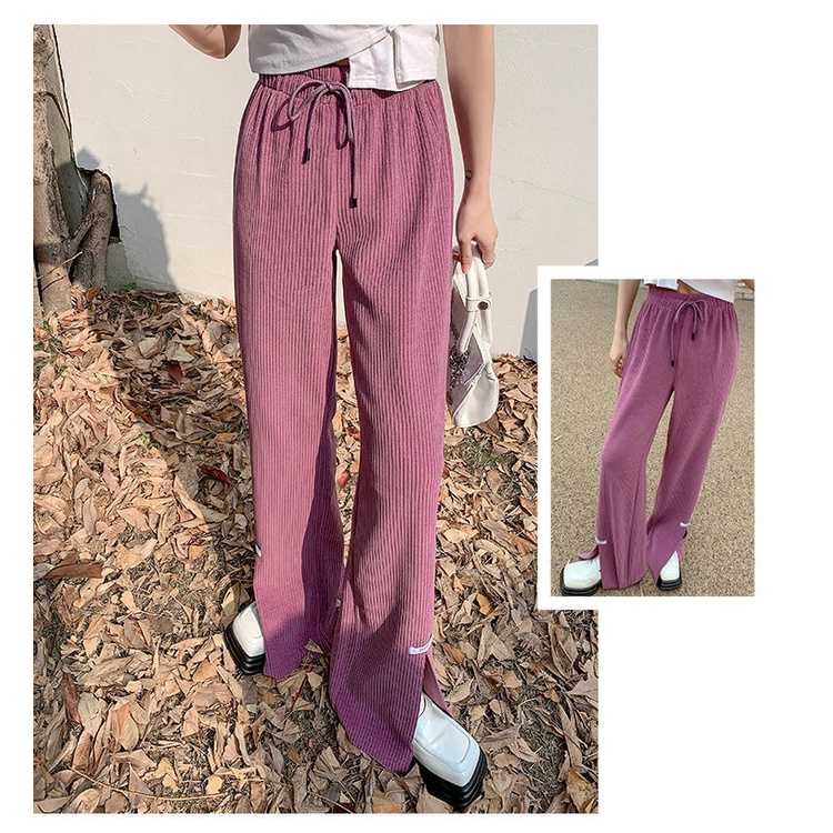 Quần ống rộng Xẻ Tà Thời Trang Hàn Quốc