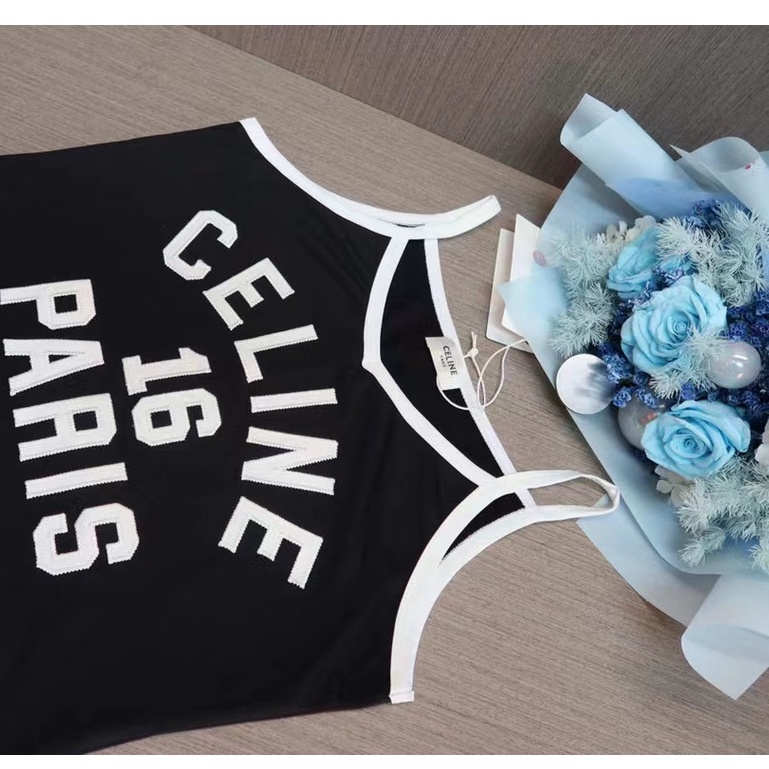 Ce 2022 Áo Vest Dệt Kim Trơn Thêu Cotton Mới