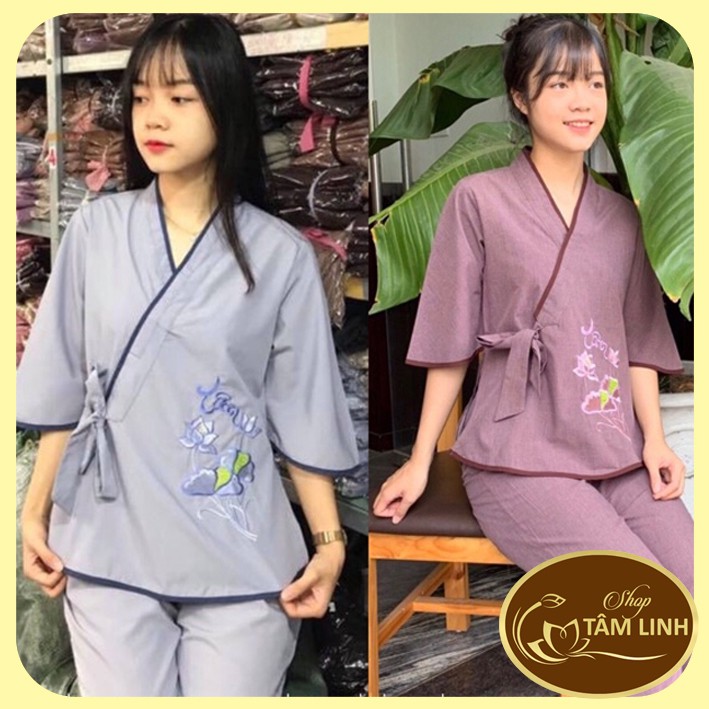 Đồ Lam Đi Chùa _Nhật Nơ Hoa Thêu