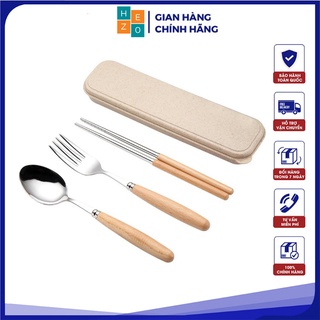 Bộ thìa dĩa đũa cao cấp chất liệu inox tay cầm cán gỗ. Tiện lợi đầy đủ.