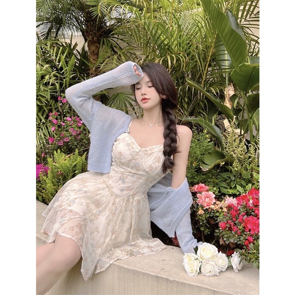 Váy voan hoa nhí 2s cúp ngực xoè dáng ngắn dễ thương