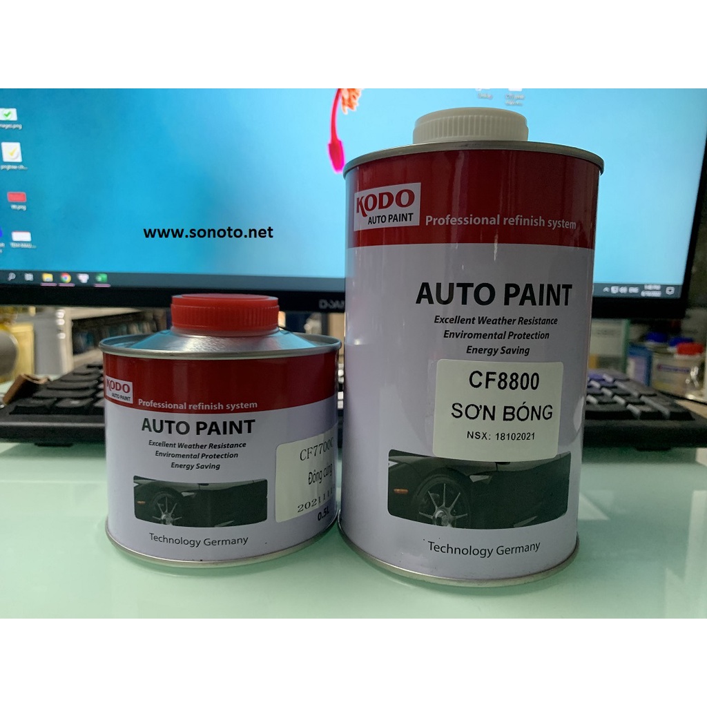 Sơn bóng kèm đóng rắn tổng 1,5 lít sơn ô tô xe máy KODO