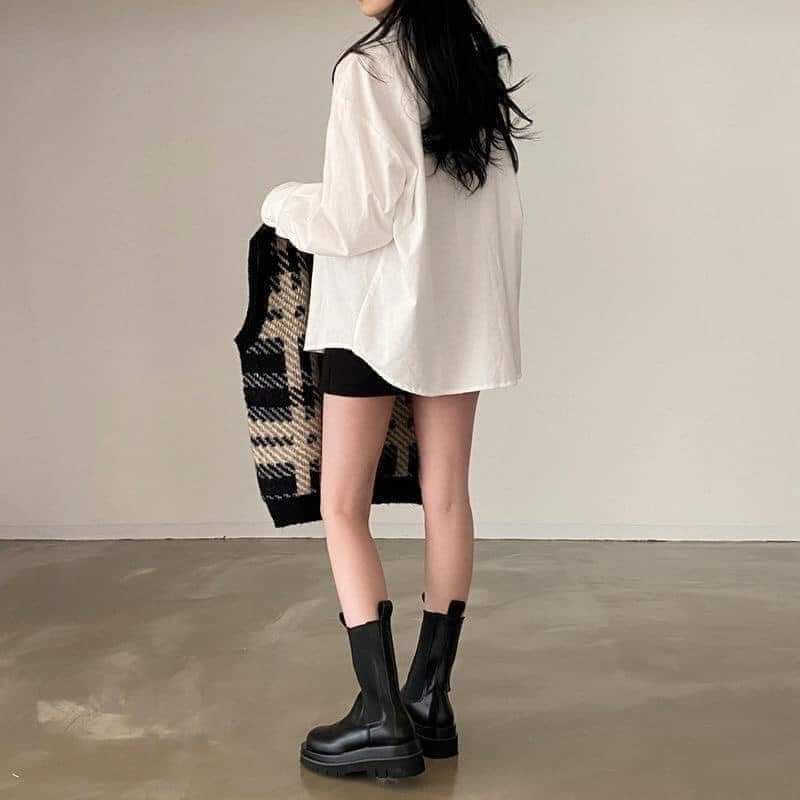 Áo Gile Len Kẻ Ulzzang phong cách Hàn Quốc 2 màu cực dày dặn