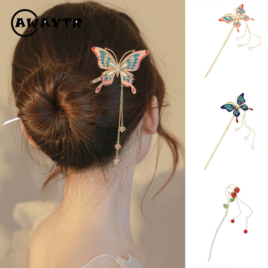 Kẹp Tóc Hình Hoa Lily Và Bướm Bằng Kim Loại Cao Cấp Thời Trang Cho Nữ