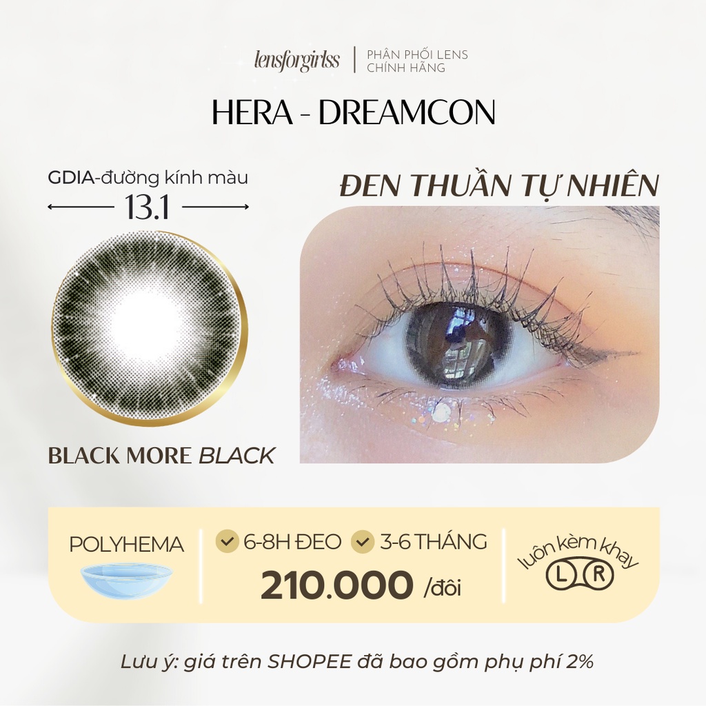 Kính áp tròng đen tự nhiên BLACK MORE - Black to black (Korea) | HSD 6 tháng | Lens cận