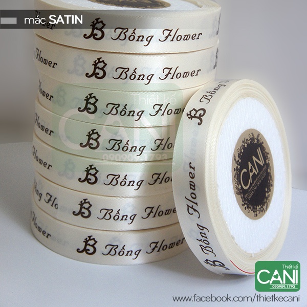 In dây ruy băng  MÀU NỀN SÁNG TRƠN / GÂN -  theo yêu cầu - ruybang gói quà theo mẫu riêng In Dây lụa CANI