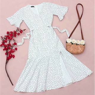 Đầm váy freesize bi trắng đuôi cá