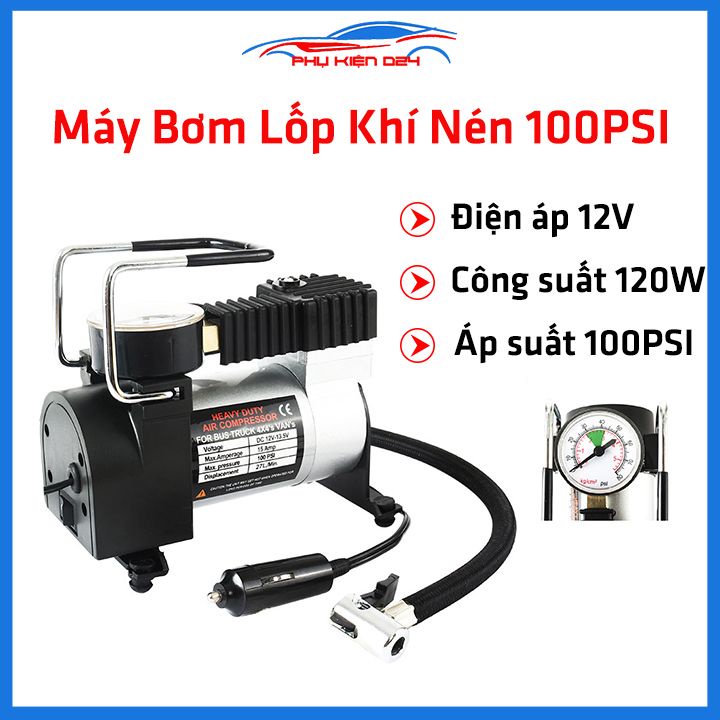 Máy bơm lốp 12V-100PSI máy nén khí tiện lợi