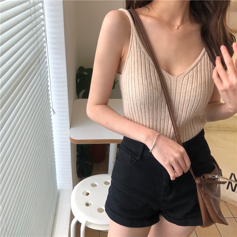 Áo 2 dây nữ, áo yếm dệt kim nữ mùa hè hot hít