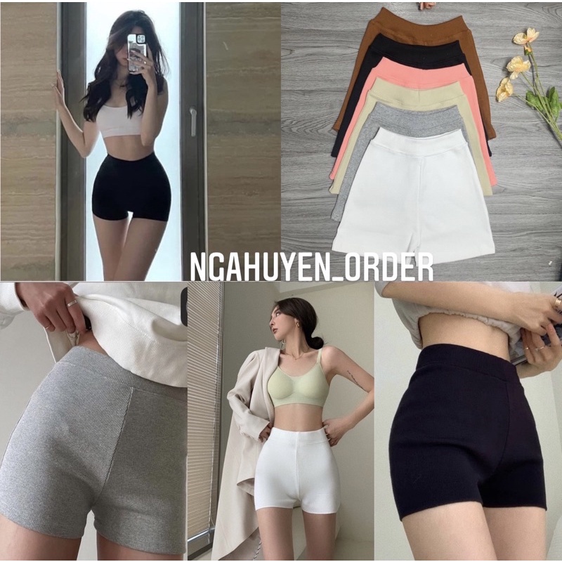 [Mã FAMARAL2 giảm 10K đơn 50K] Quần đùi nữ - Quần legging Knit Short Trendy chất thun dày dặn