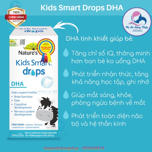 DHA dạng giọt Nature’s Way Kid Smart DHA Drops 20ml Úc Drop