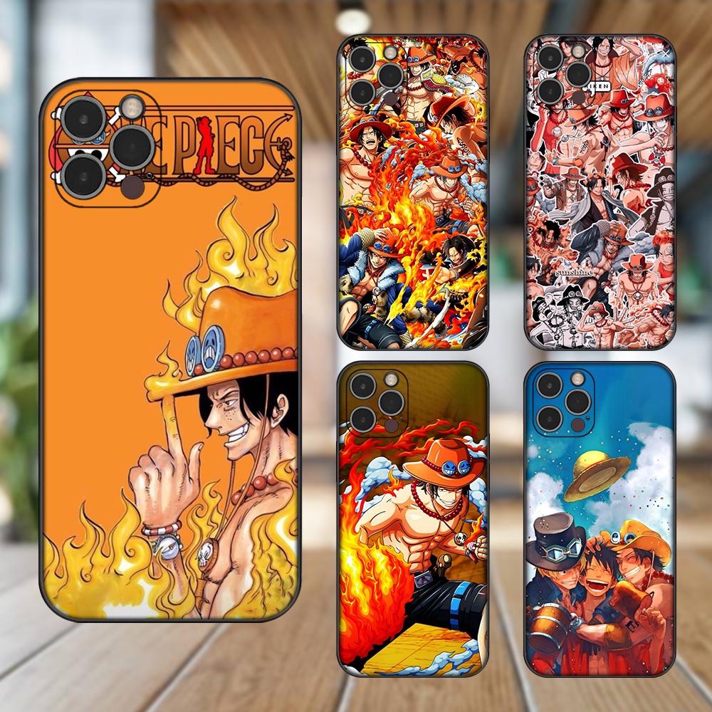 Ốp lưng iPhone 12 Pro dẻo đen cạnh vuông in hình Ace One Piece